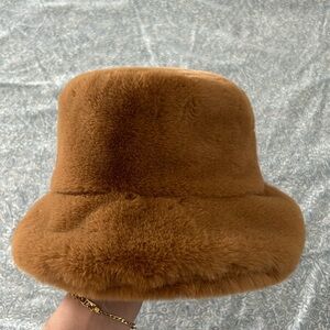 NEW Fluffy Brown Bucket Hat